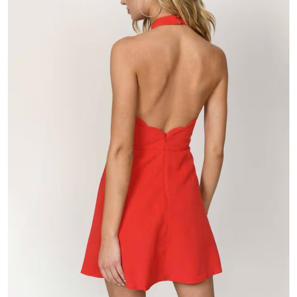 Red Mini Halter Dress - wedding guest, party, summer - Picture 2 of 4